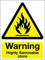 Warning highly flammable store