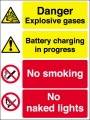 Danger Explosive gases Battery charging in progress...