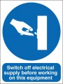 Switch off electrical supply before working on this equipment