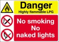 Danger Highly flammable LPG No smoking No naked lights