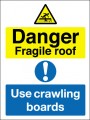 Danger fragile roof Use crawling boards