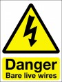 Danger bare live wires