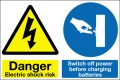 Danger electric shock risk Switch off power...
