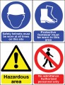 Safety helmets - Protective footwear -Hazardous area - No admittance