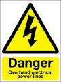 Danger overhead electrical power lines