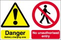Danger battery charging area  No unauthorised entry