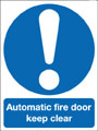 Automatic fire door keep clear.